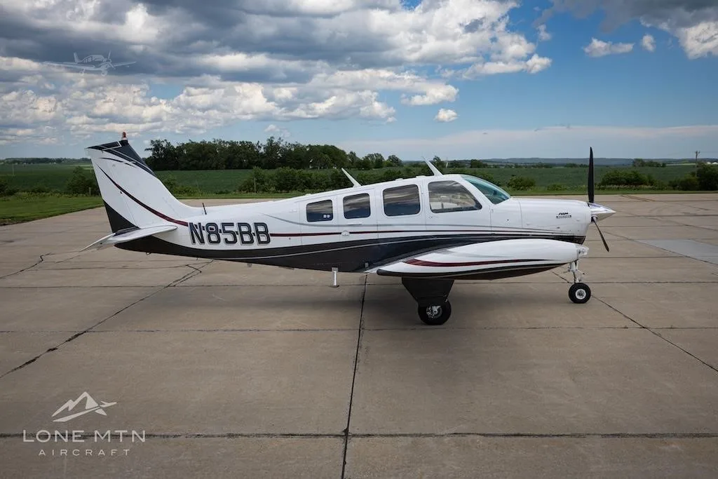 Exterior view of a 1973 BEECHCRAFT A36 BONANZA, N85BB.