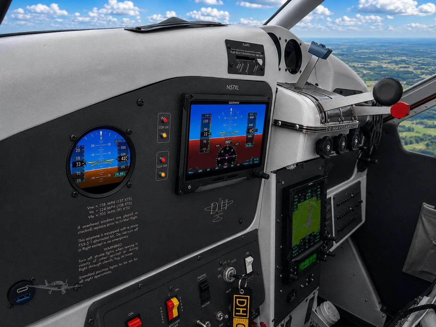 Cockpit and instrument panel of a 1957 DEHAVILLAND DHC-2.