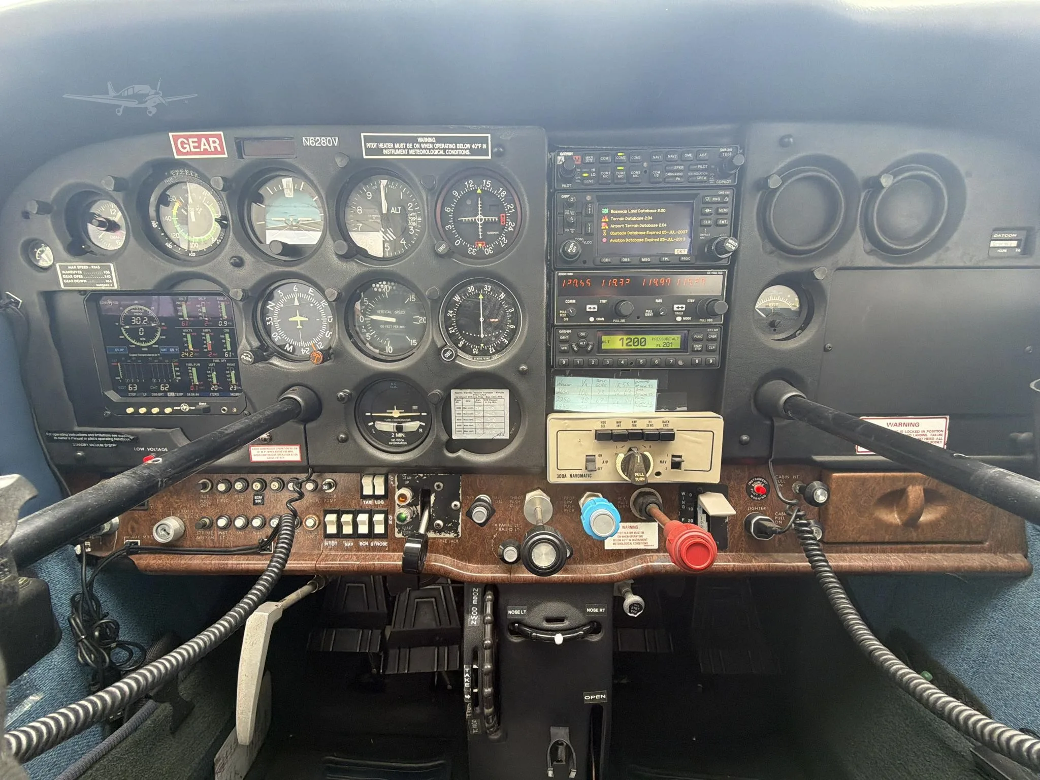 Cockpit and instrument panel of a 1980 CESSNA 172RG CUTLASS.