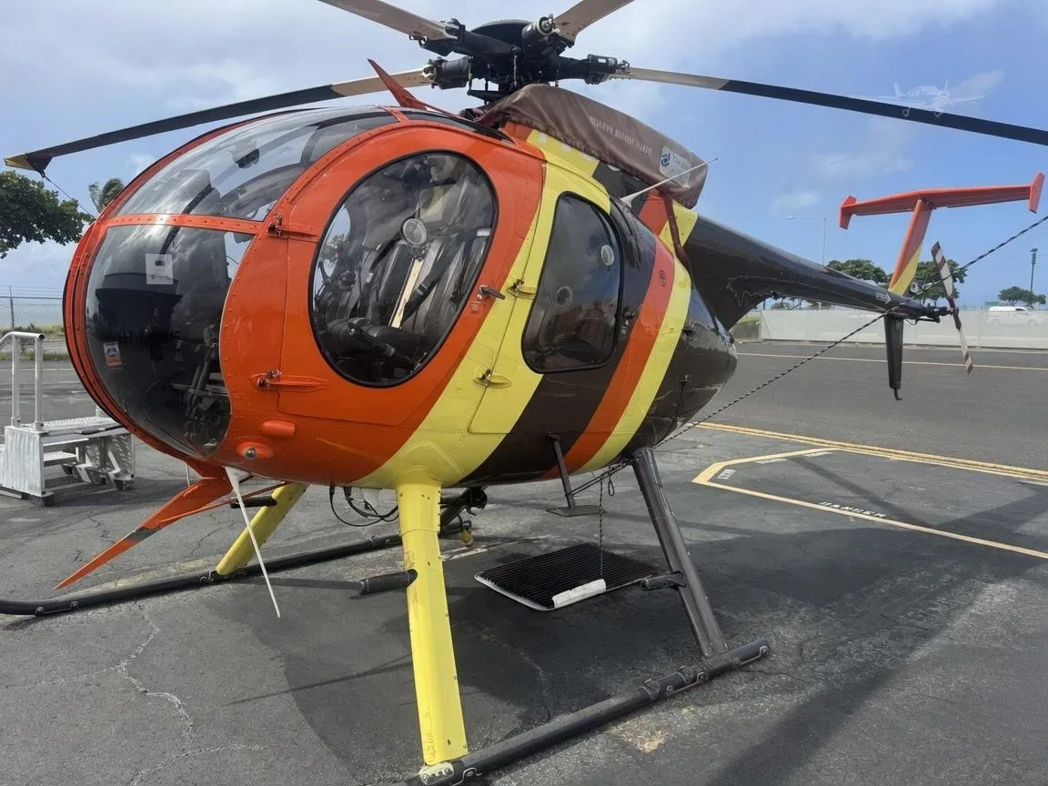 Exterior view of a 1977 MD HELICOPTERS 500D, N8366F.