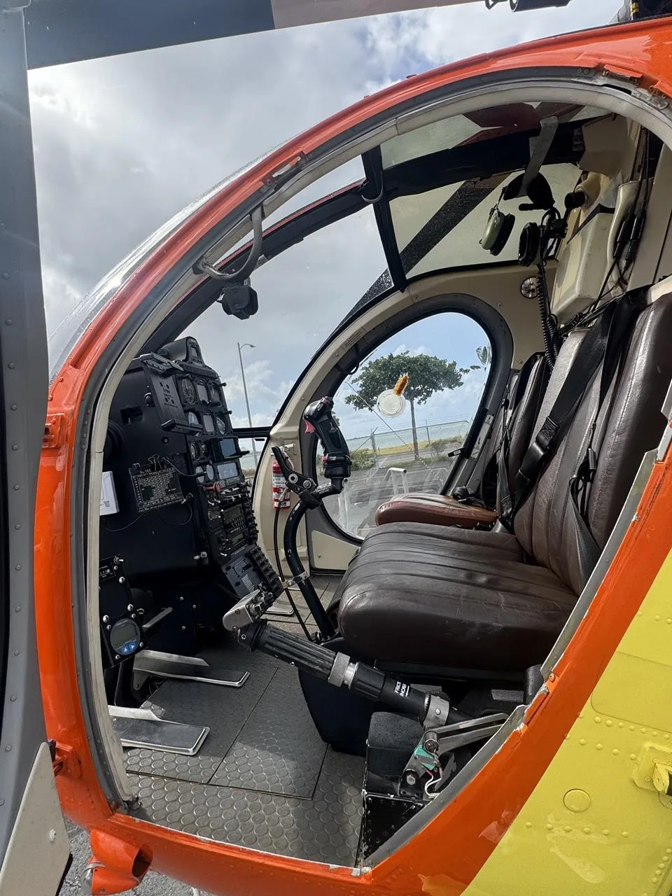 Cockpit and instrument panel of a 1977 MD HELICOPTERS 500D.