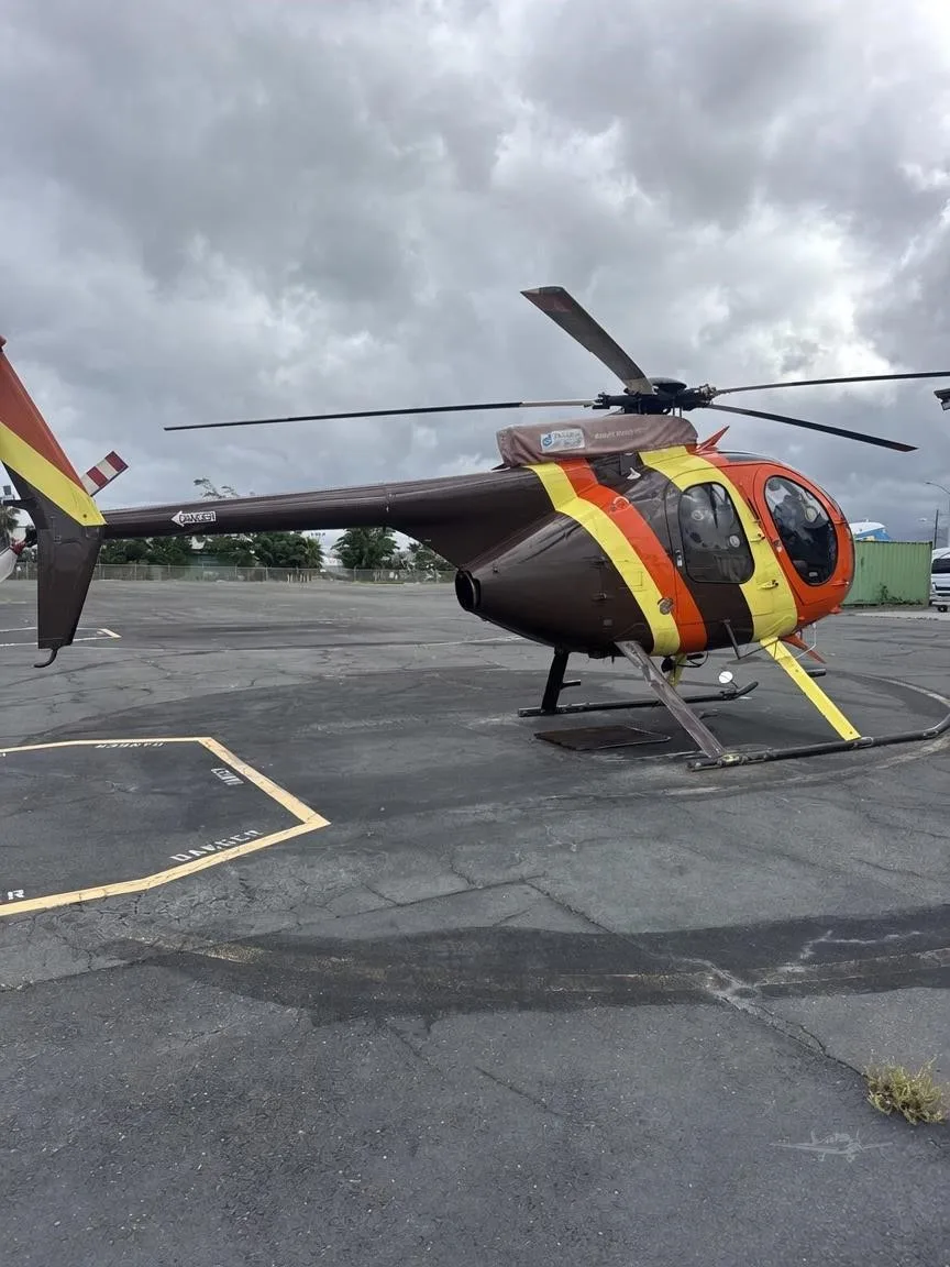 Exterior view of a 1977 MD HELICOPTERS 500D, N8366F.