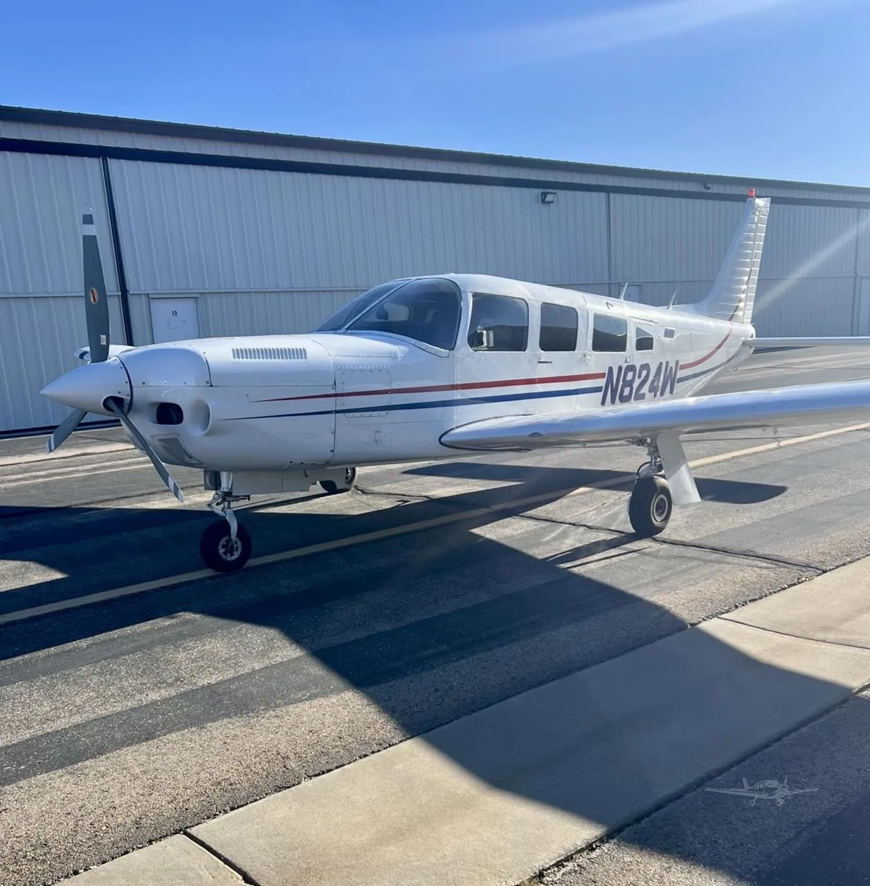 Exterior view of a 1982 PIPER T SARATOGA SP, N824W.