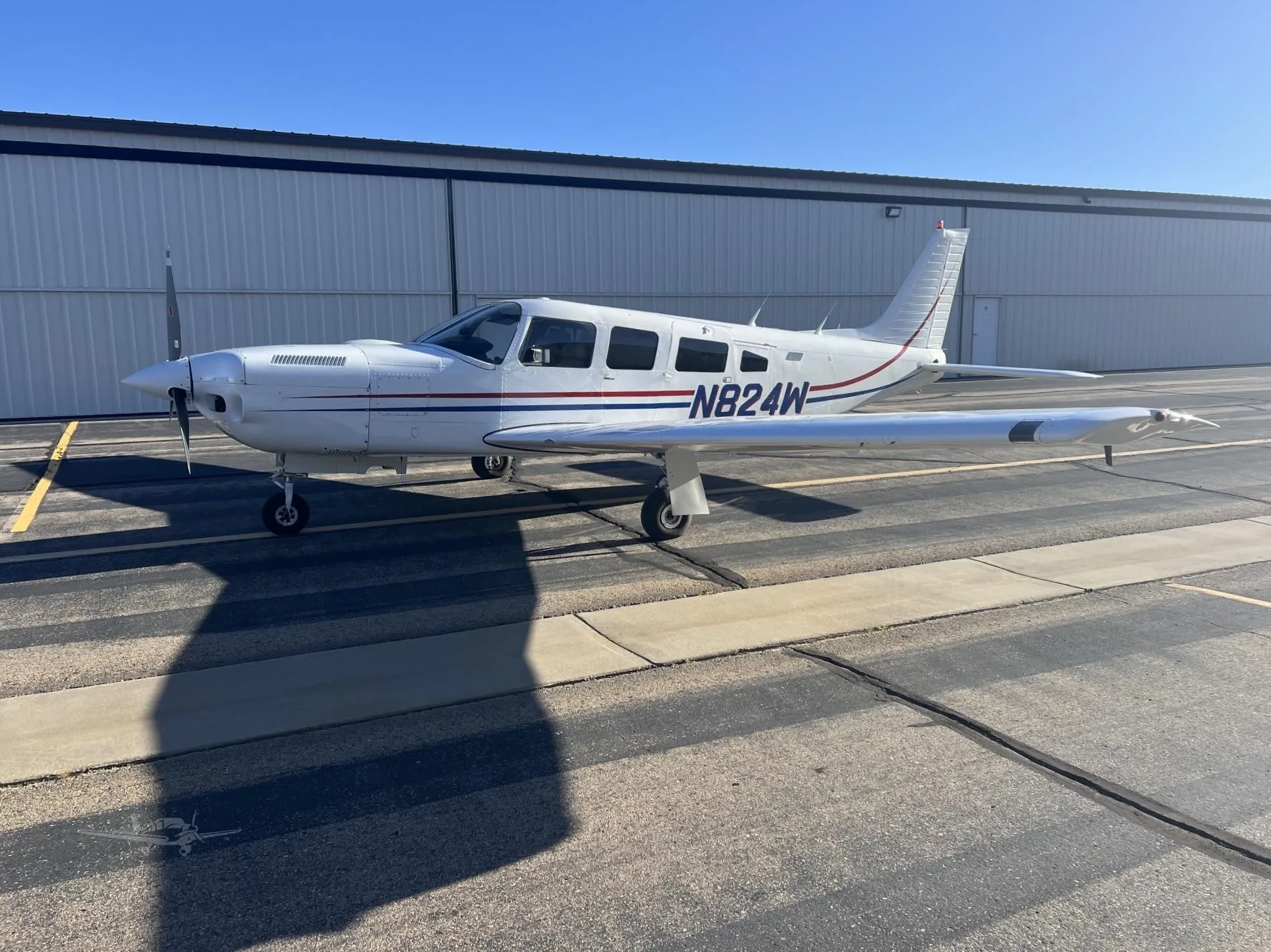 Exterior view of a 1982 PIPER T SARATOGA SP, N824W.