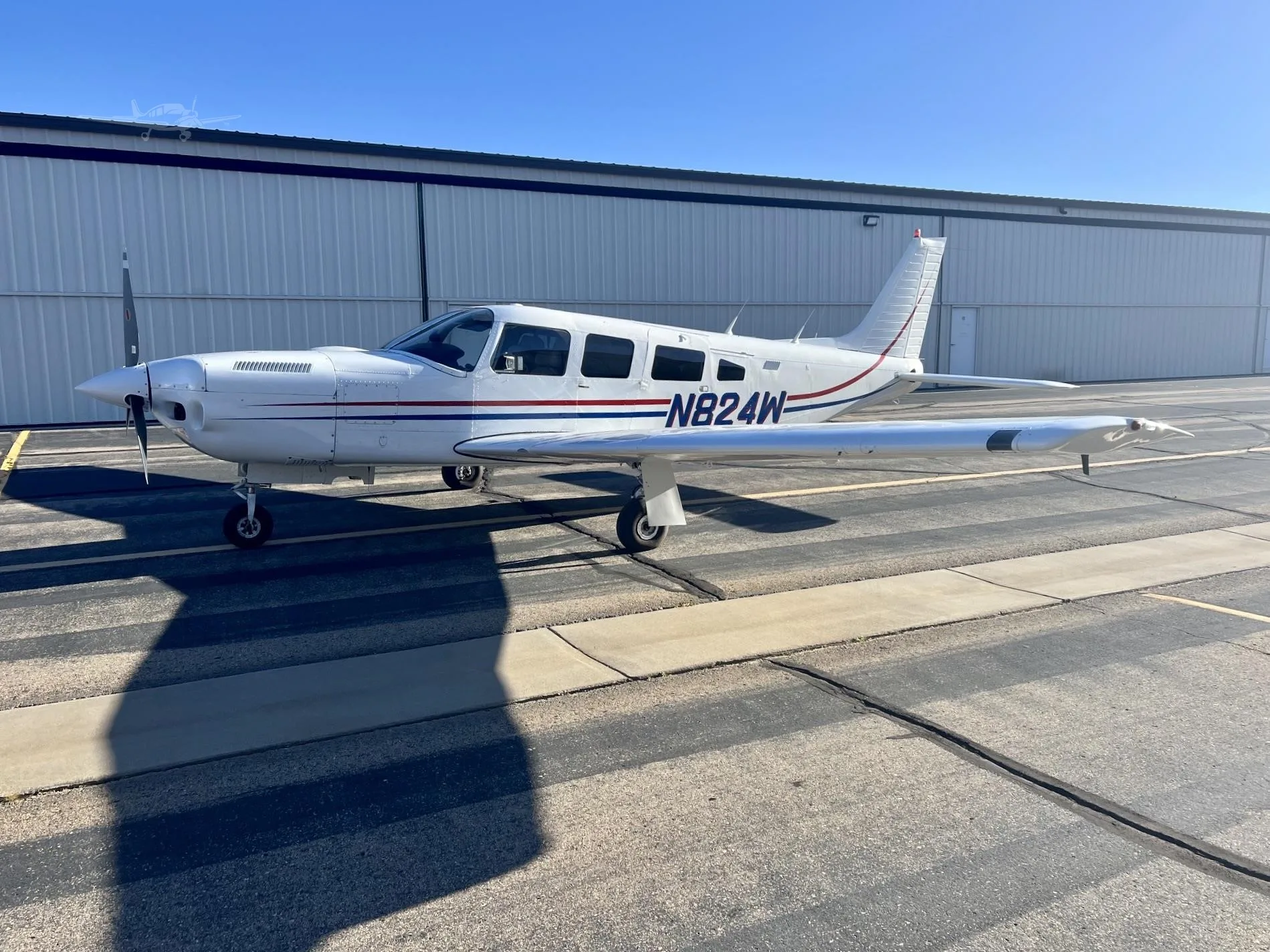 Exterior view of a 1982 PIPER T SARATOGA SP, N824W.