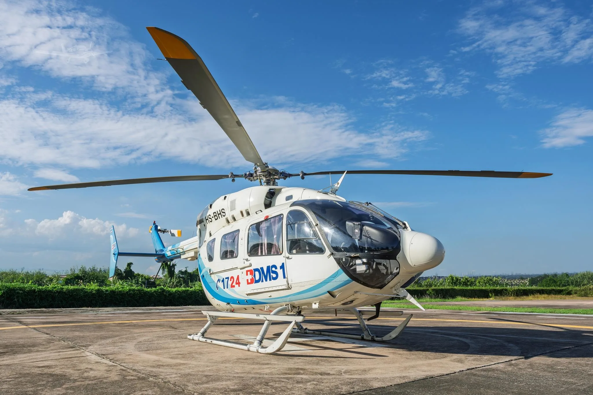 Exterior view of a 2006 EUROCOPTER EC145, HS-BHS.
