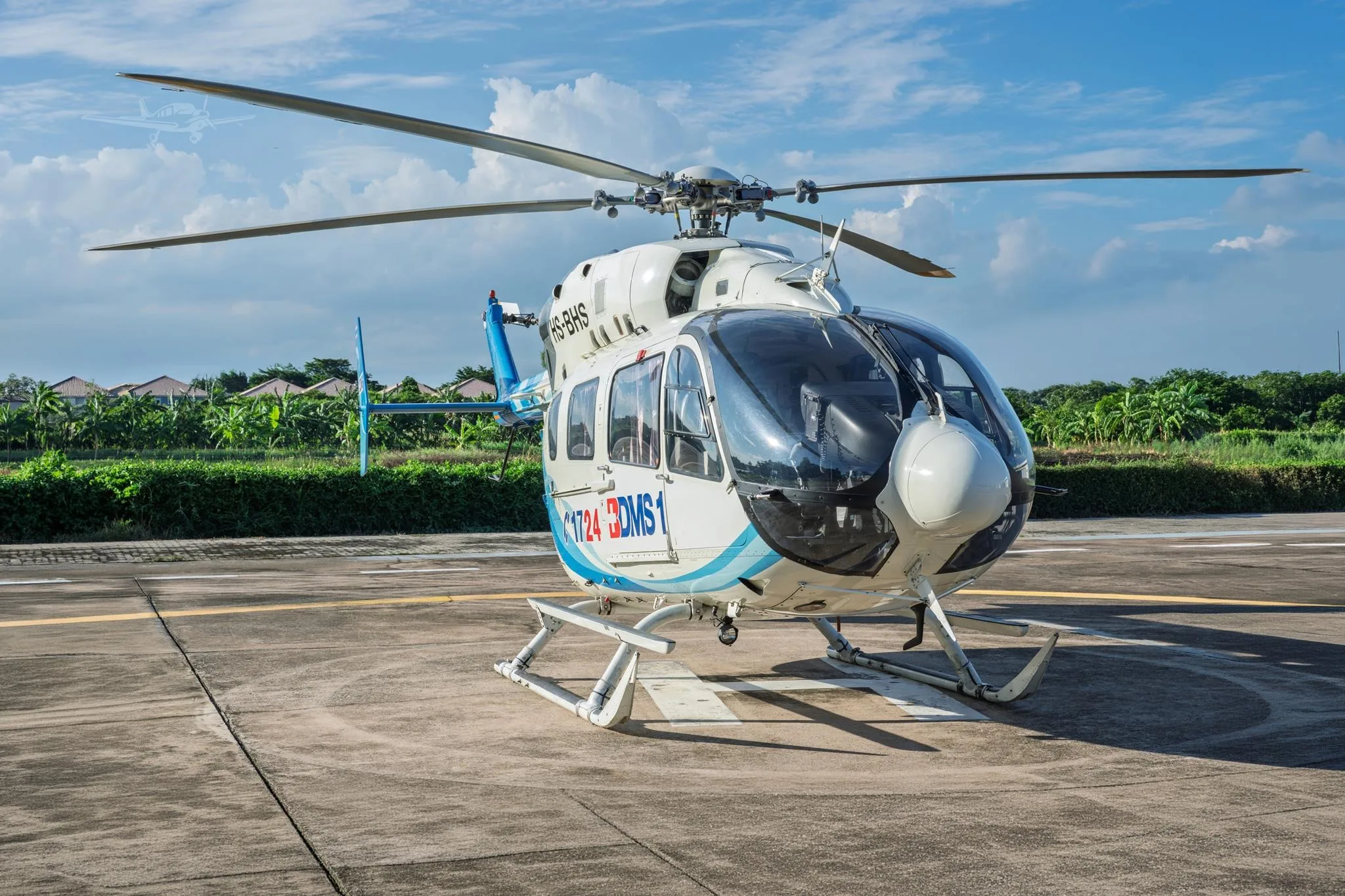 Exterior view of a 2006 EUROCOPTER EC145, HS-BHS.