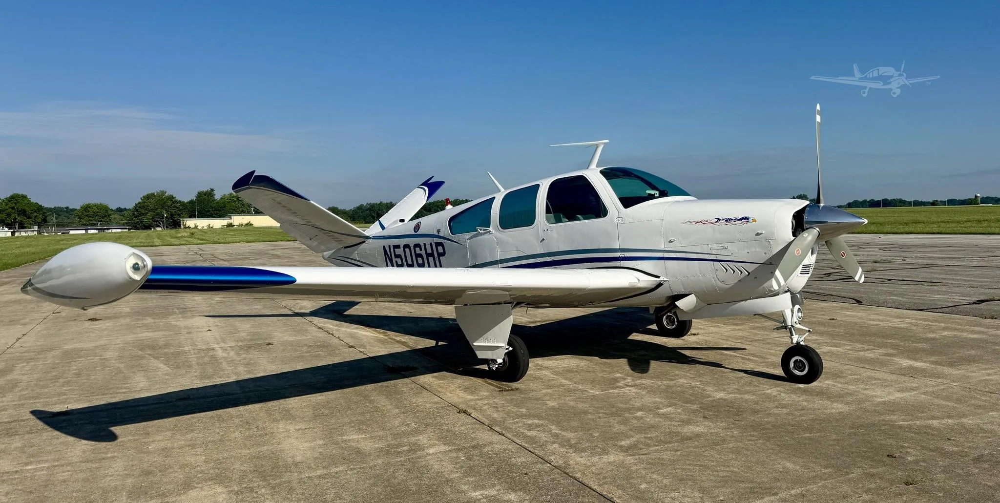 Exterior view of a 1970 BEECHCRAFT V35B BONANZA, N506HP.