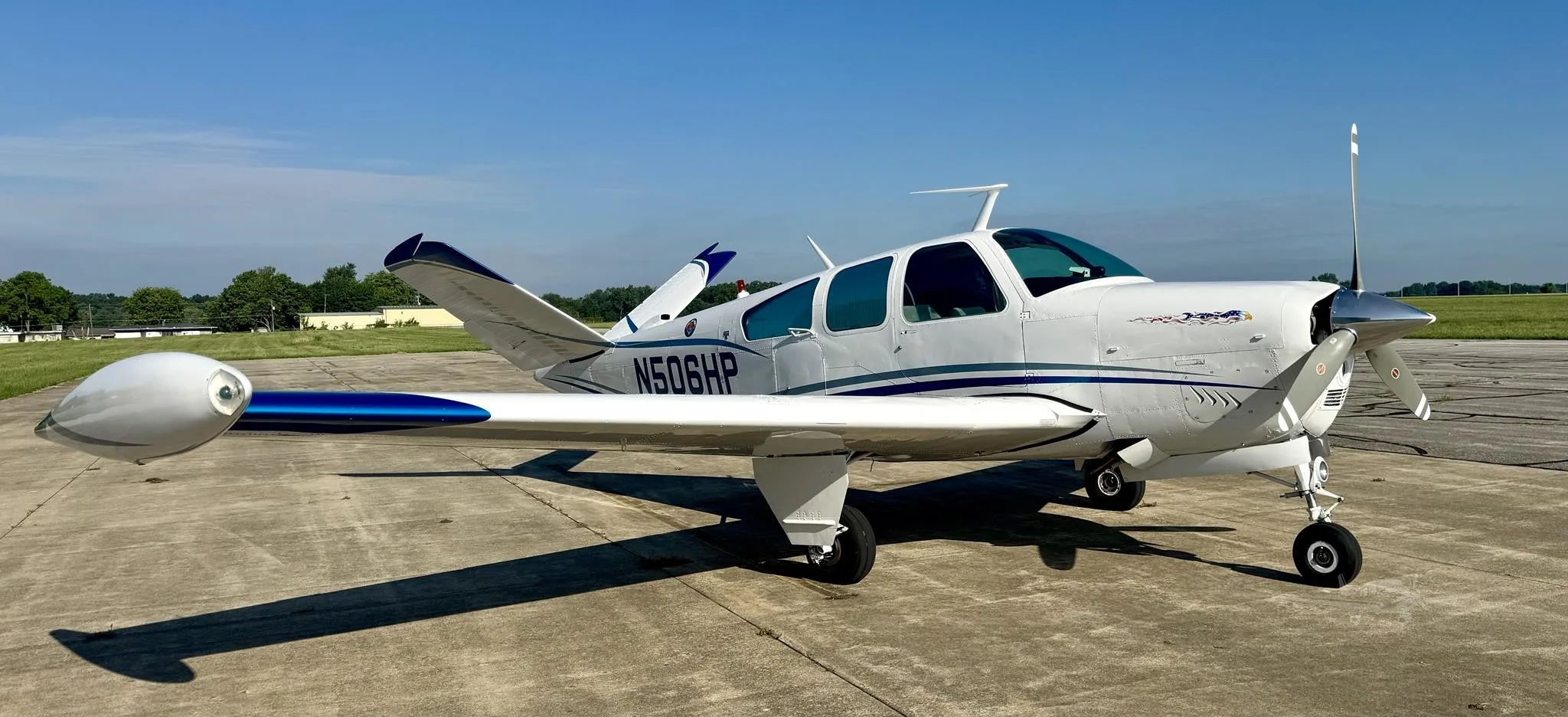 Exterior view of a 1970 BEECHCRAFT V35B BONANZA, N506HP.