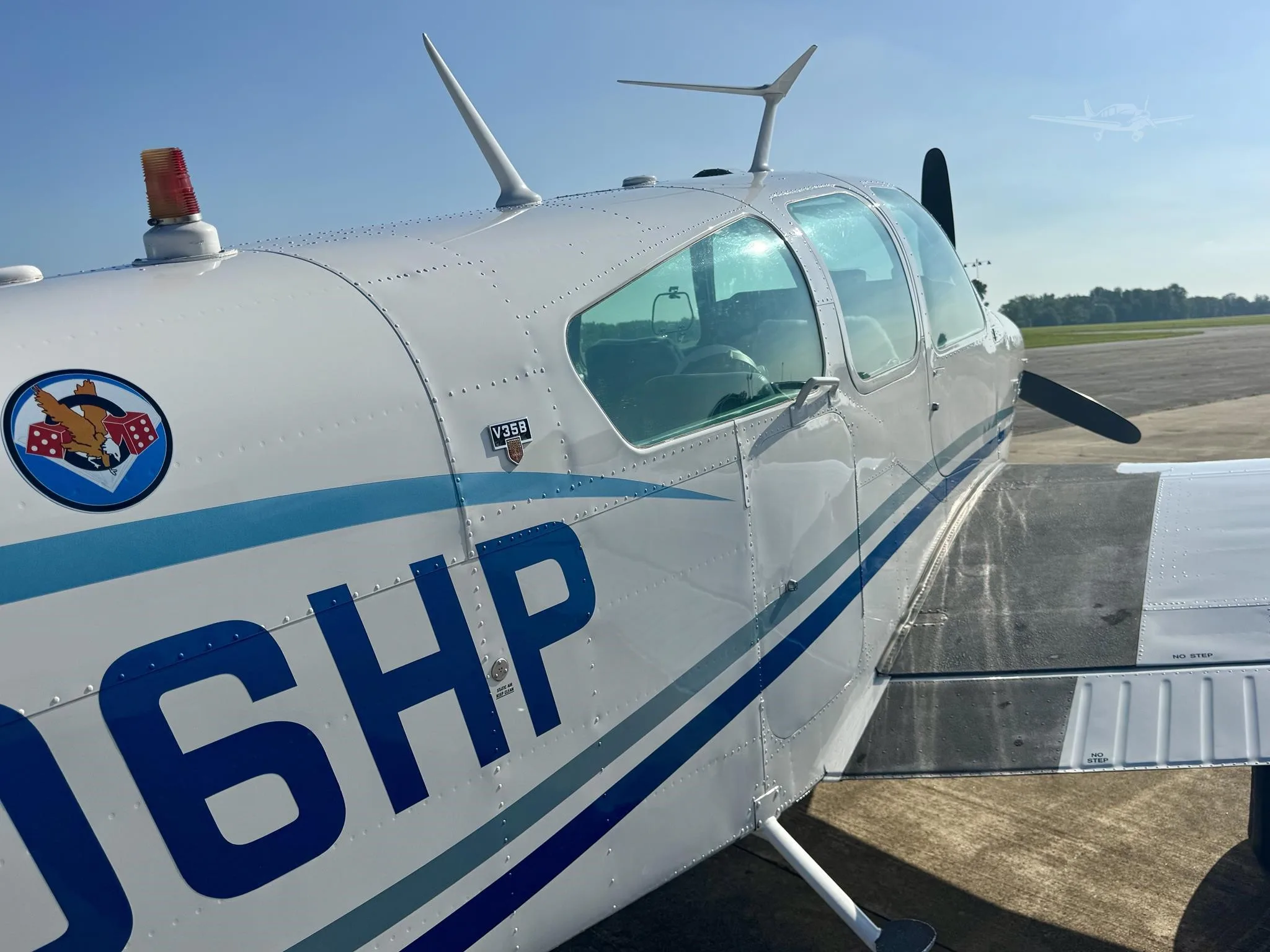 Exterior view of a 1970 BEECHCRAFT V35B BONANZA, N506HP.