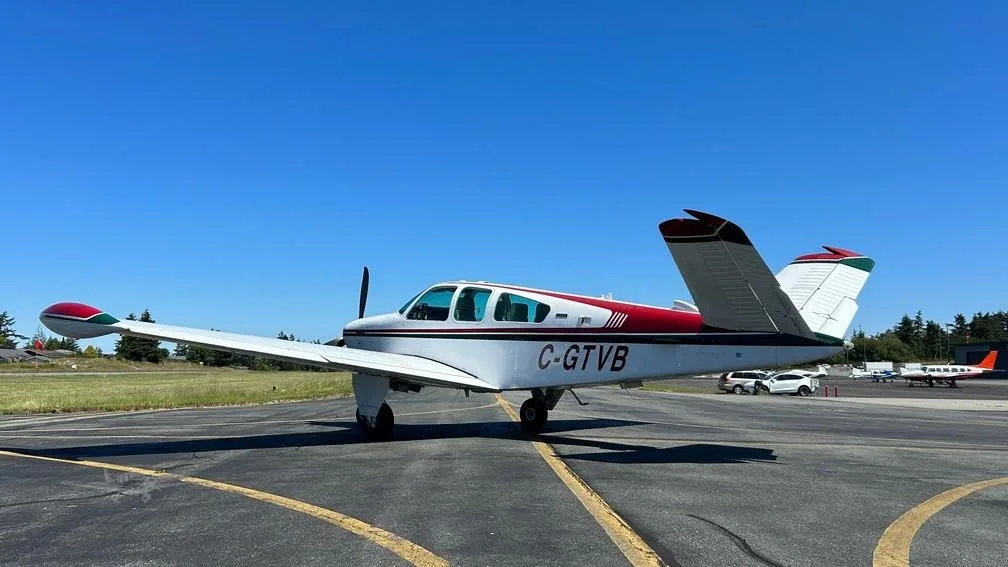 Exterior view of a 1973 BEECHCRAFT V35B BONANZA, C-GTVB.