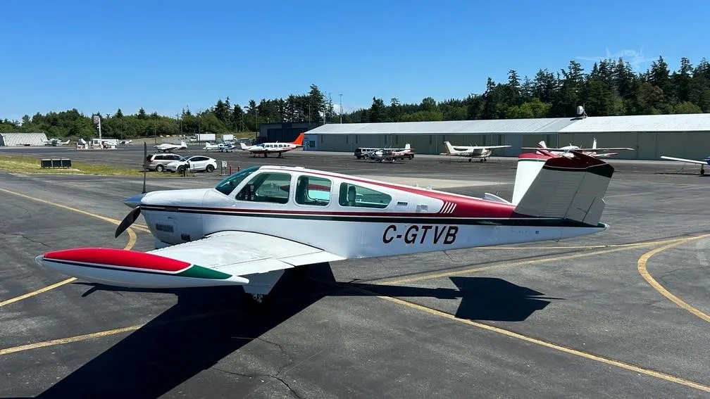 Exterior view of a 1973 BEECHCRAFT V35B BONANZA, C-GTVB.