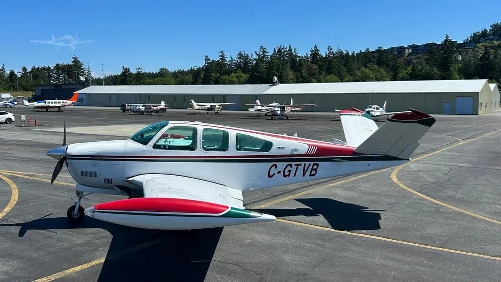 Exterior view of a 1973 BEECHCRAFT V35B BONANZA, C-GTVB.