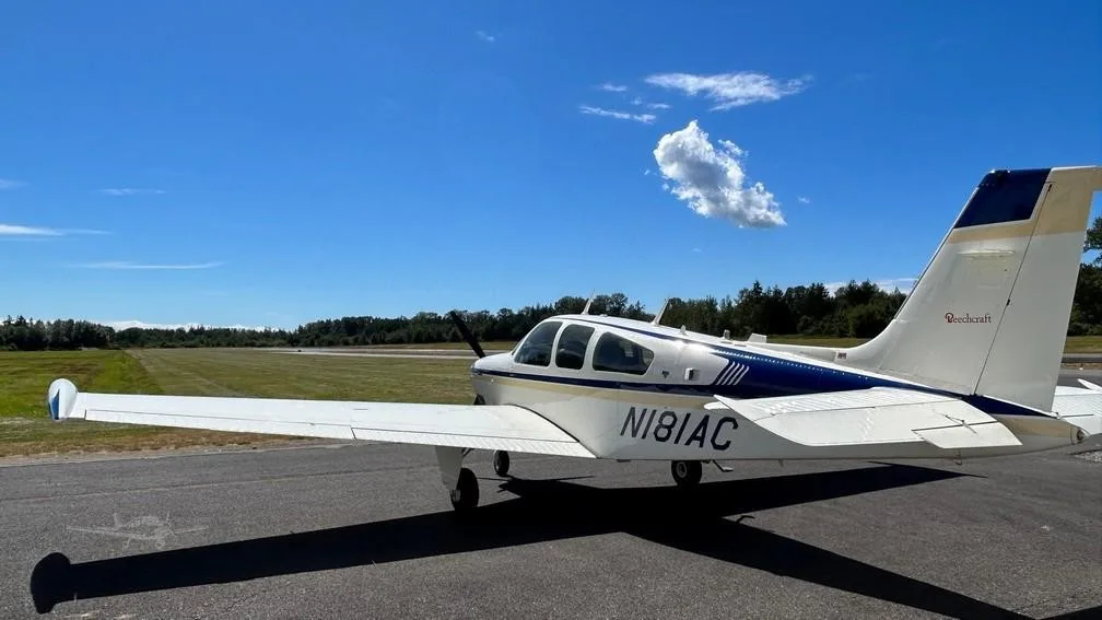 Exterior view of a 1980 BEECHCRAFT F33A BONANZA, N181AC.