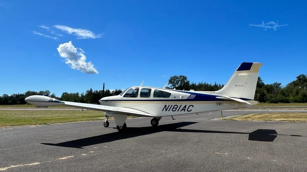 Exterior view of a 1980 BEECHCRAFT F33A BONANZA, N181AC.