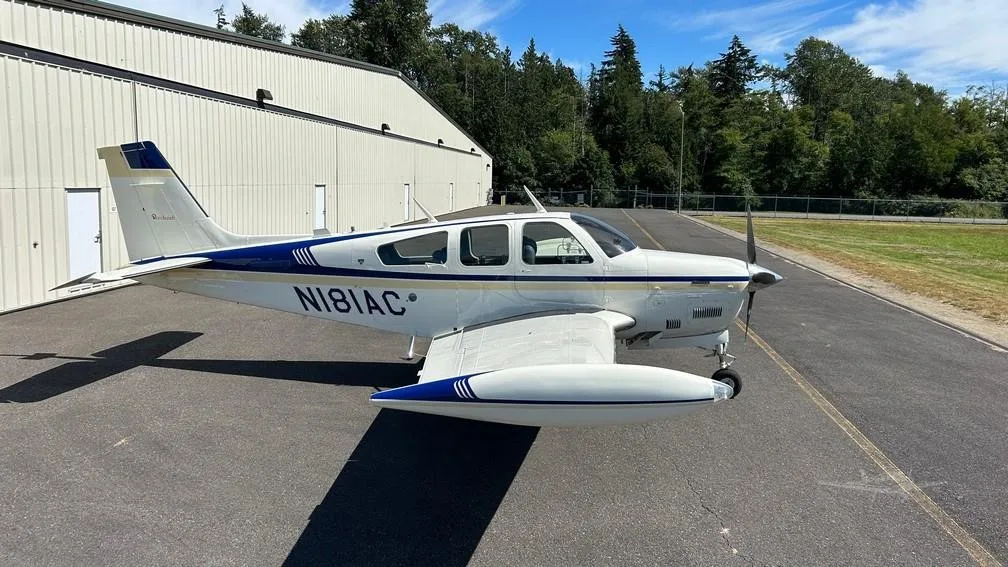 Exterior view of a 1980 BEECHCRAFT F33A BONANZA, N181AC.