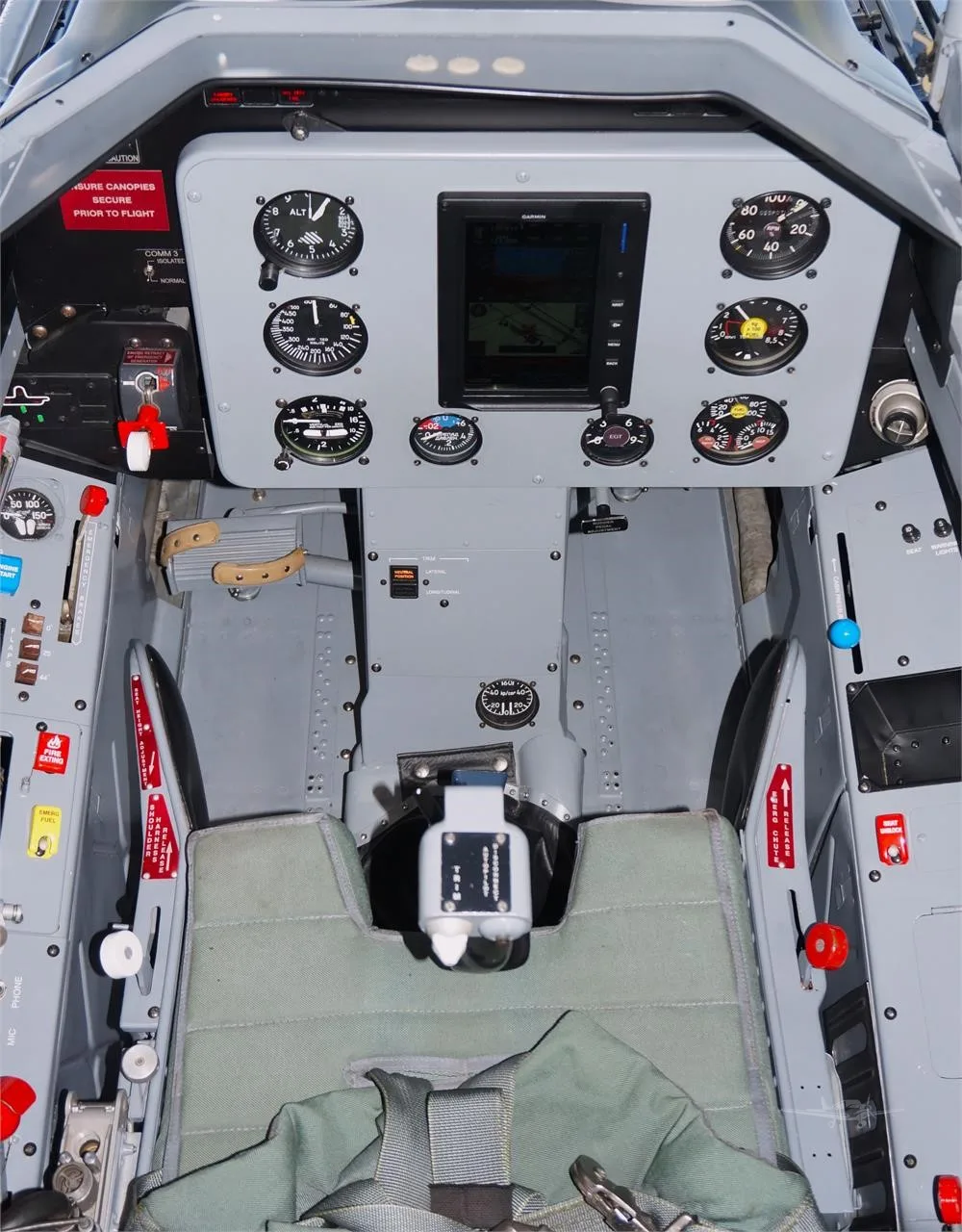 Cockpit and instrument panel of a 1981 AERO L-39C ALBATROS.