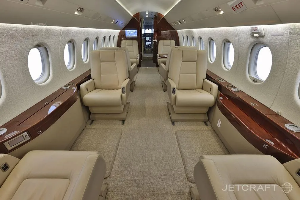 Cabin interior of a 2005 DASSAULT FALCON 2000LX.