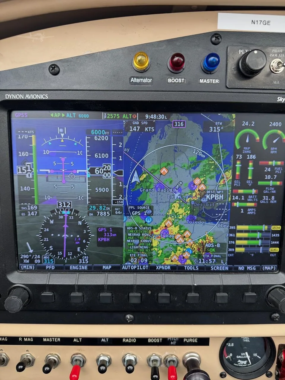 Avionics suite of a 2002 VANS RV-6A.