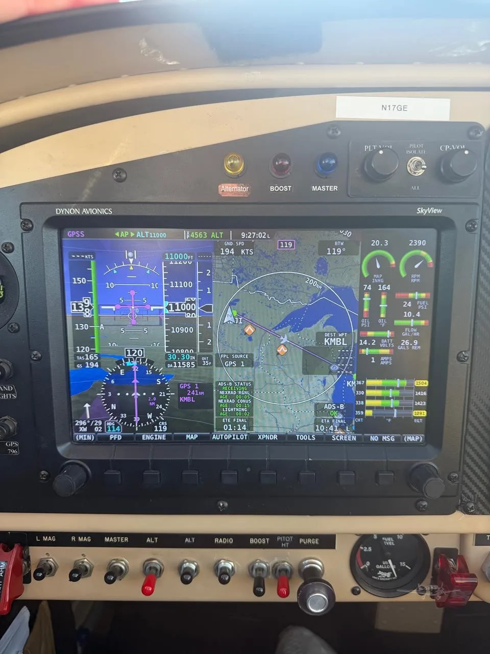 Avionics suite of a 2002 VANS RV-6A.