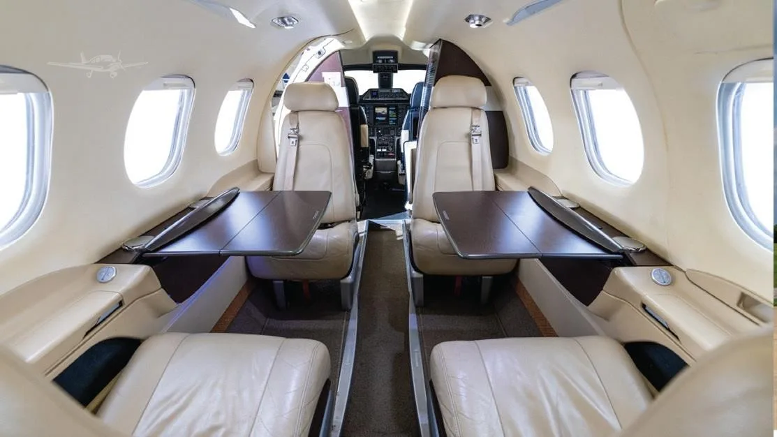 Cabin interior of a 2009 EMBRAER PHENOM 100.