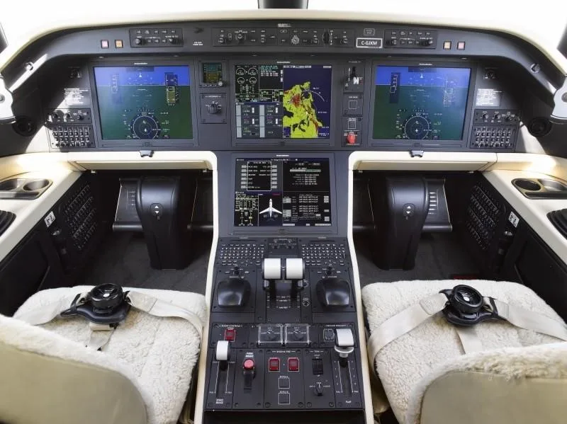 Cockpit and instrument panel of a 2023 EMBRAER PRAETOR 600.
