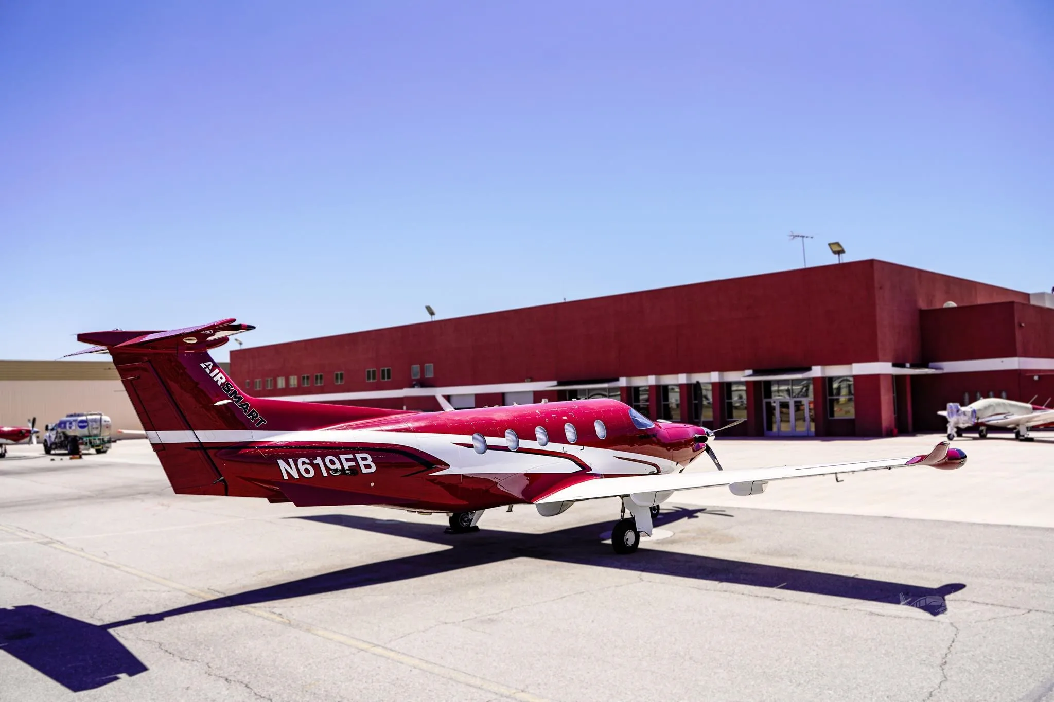 Exterior view of a 2019 PILATUS PC-12/47, N619FB.