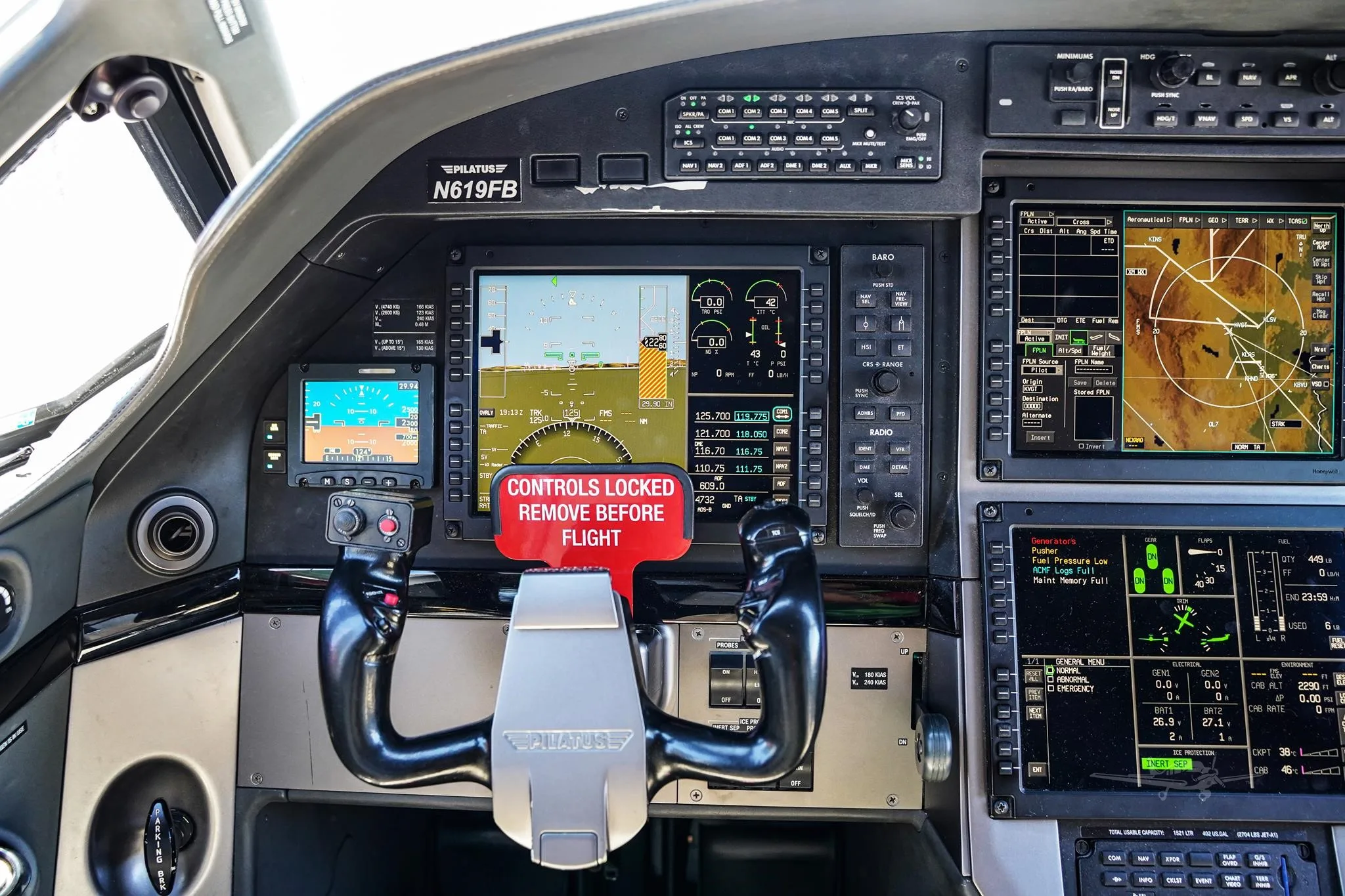 Cockpit and instrument panel of a 2019 PILATUS PC-12/47.