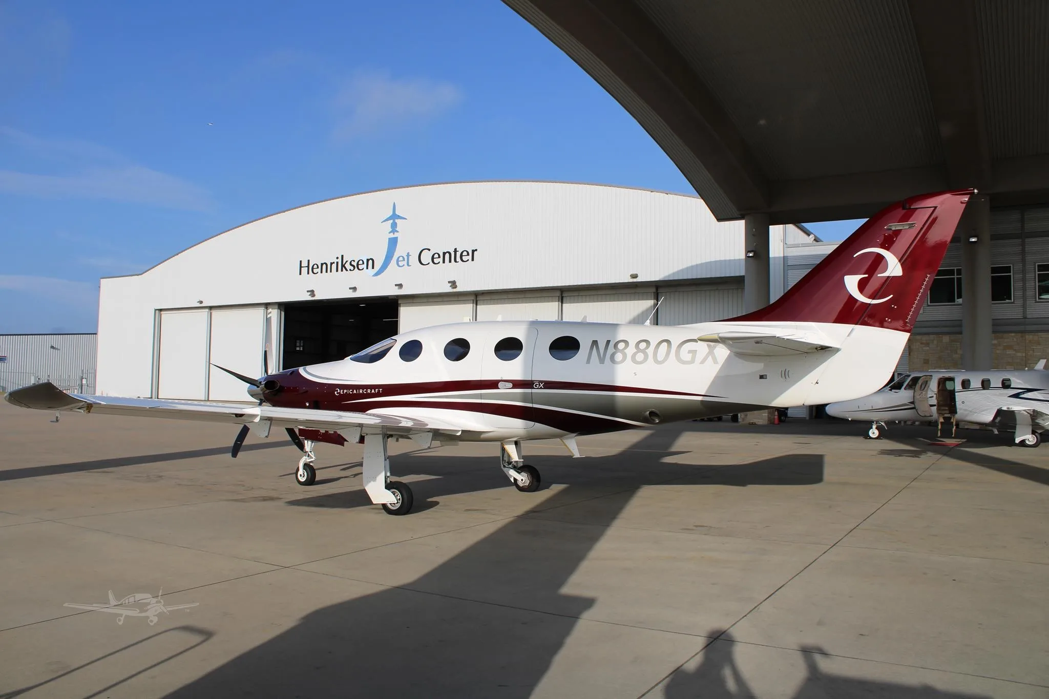 Exterior view of a 2024 EPIC E1000 GX, N880GX.