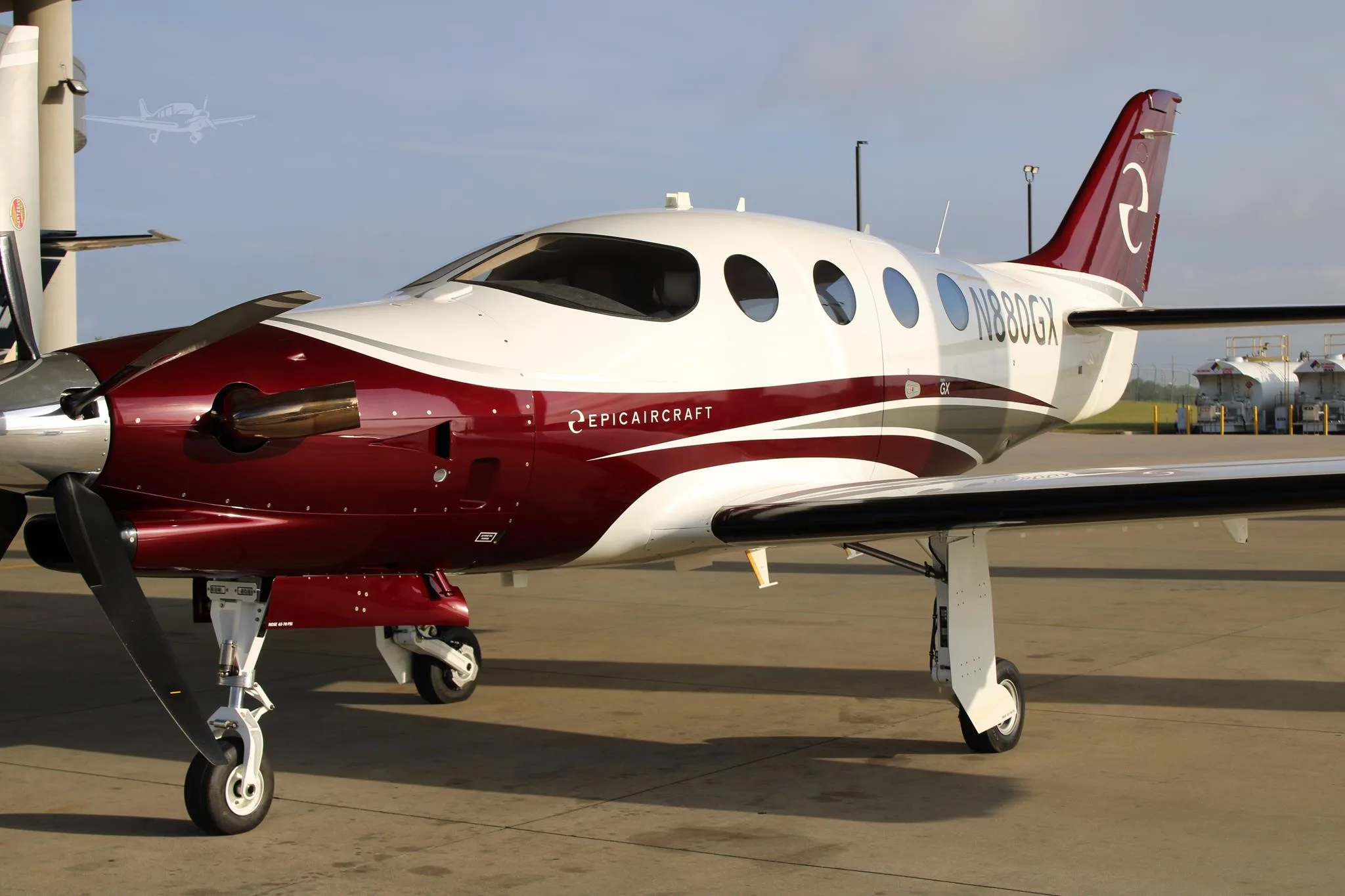 Exterior view of a 2024 EPIC E1000 GX, N880GX.