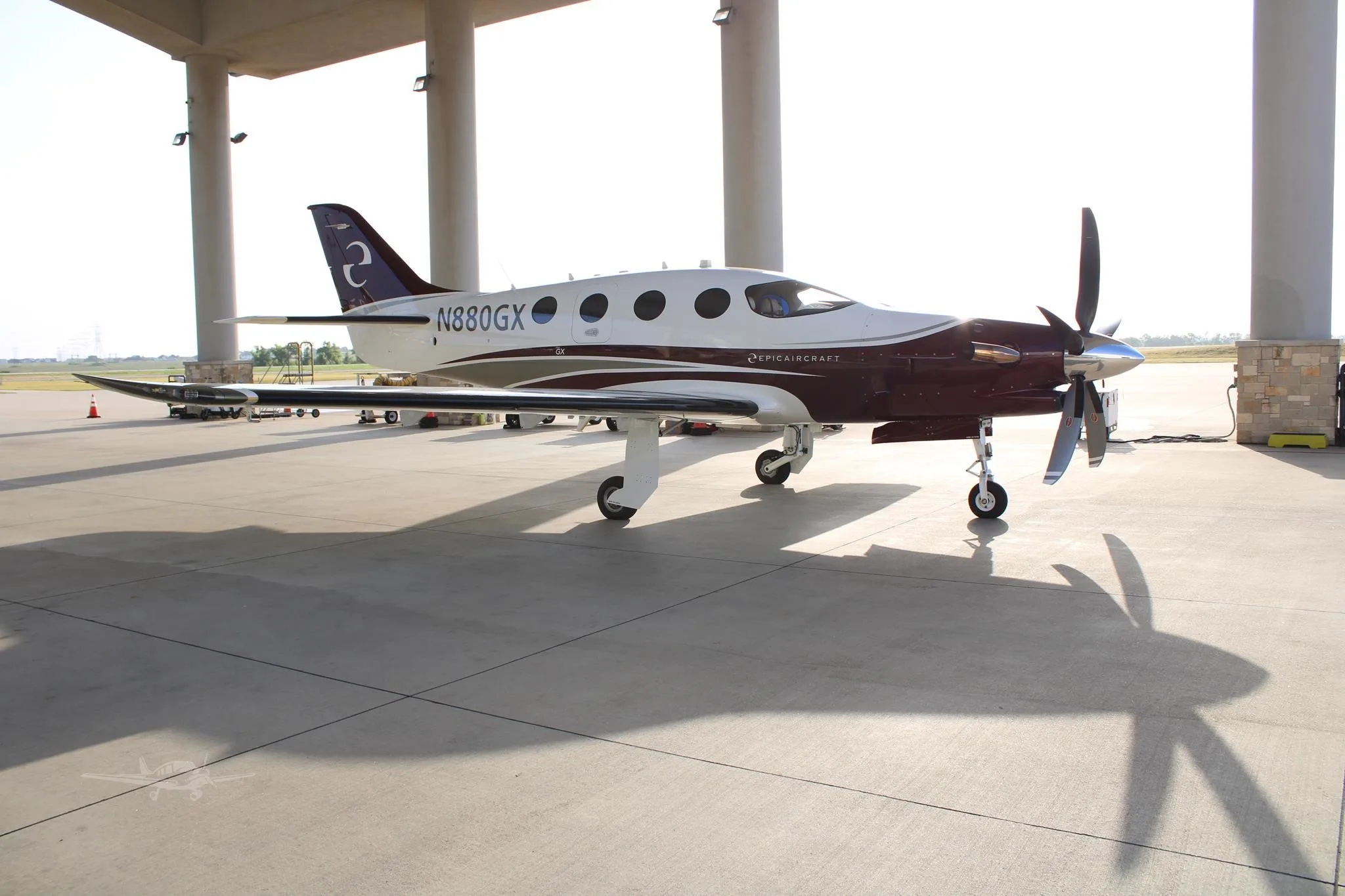 Exterior view of a 2024 EPIC E1000 GX, N880GX.