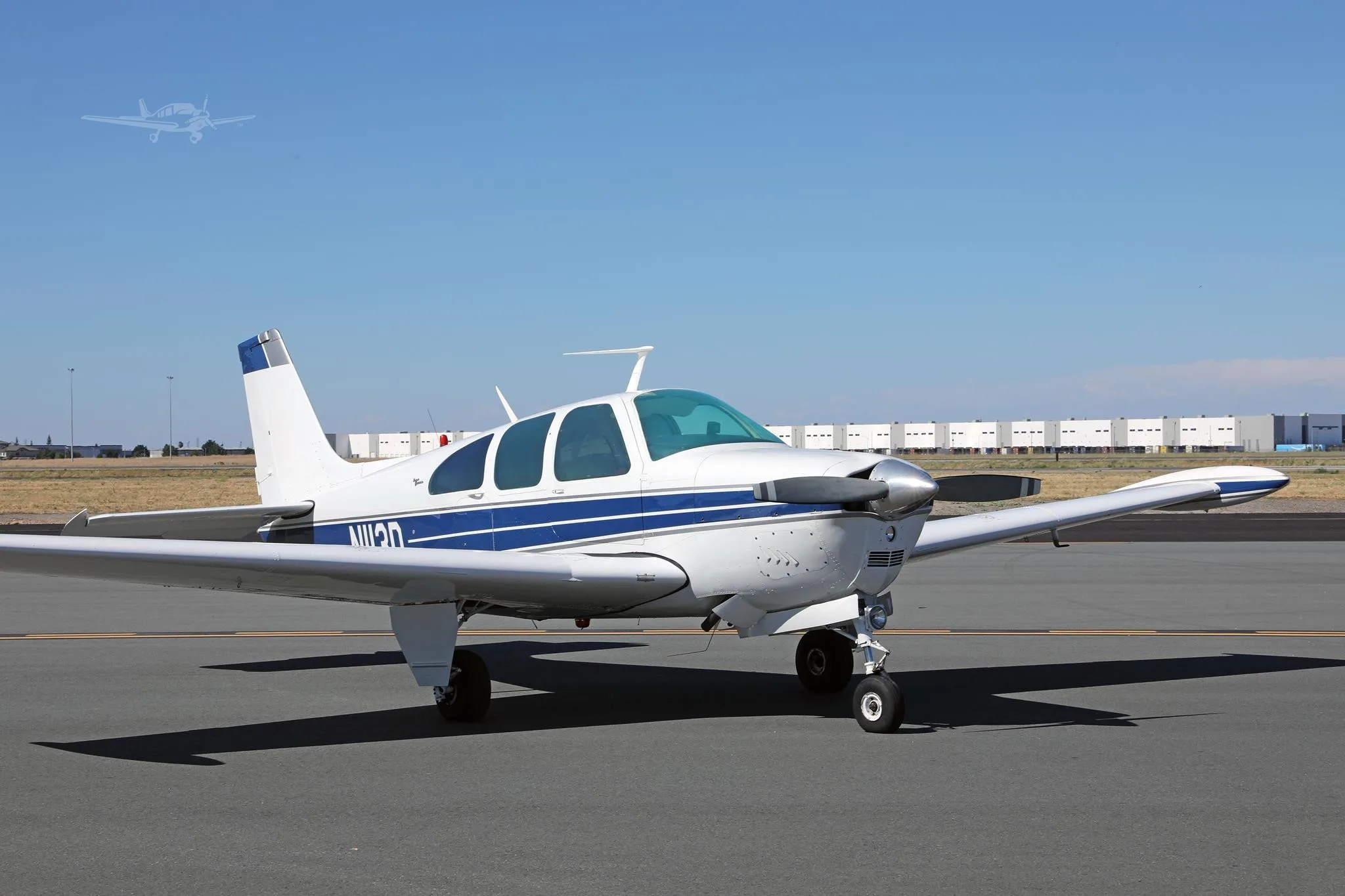 Exterior view of a 1966 BEECHCRAFT C33A DEBONAIR, N113D.