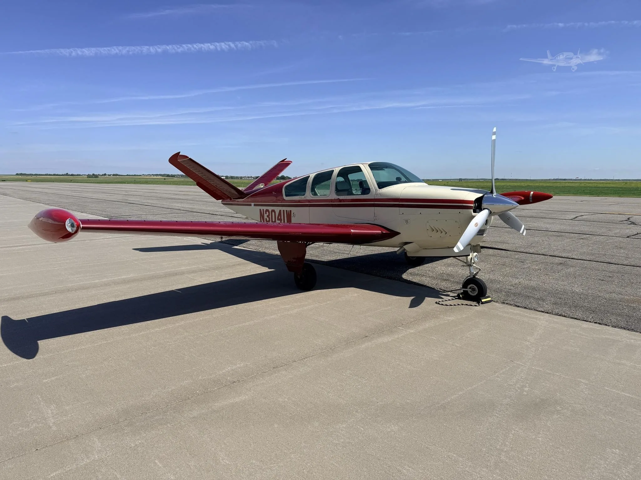 Exterior view of a 1968 BEECHCRAFT V35A BONANZA, N3041W.