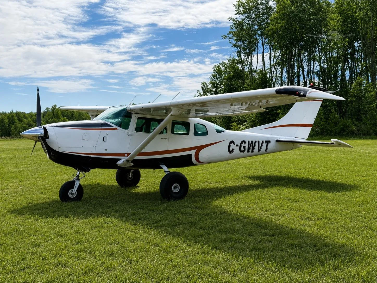 Exterior view of a 1975 CESSNA U206F STATIONAIR, C-GWVT.