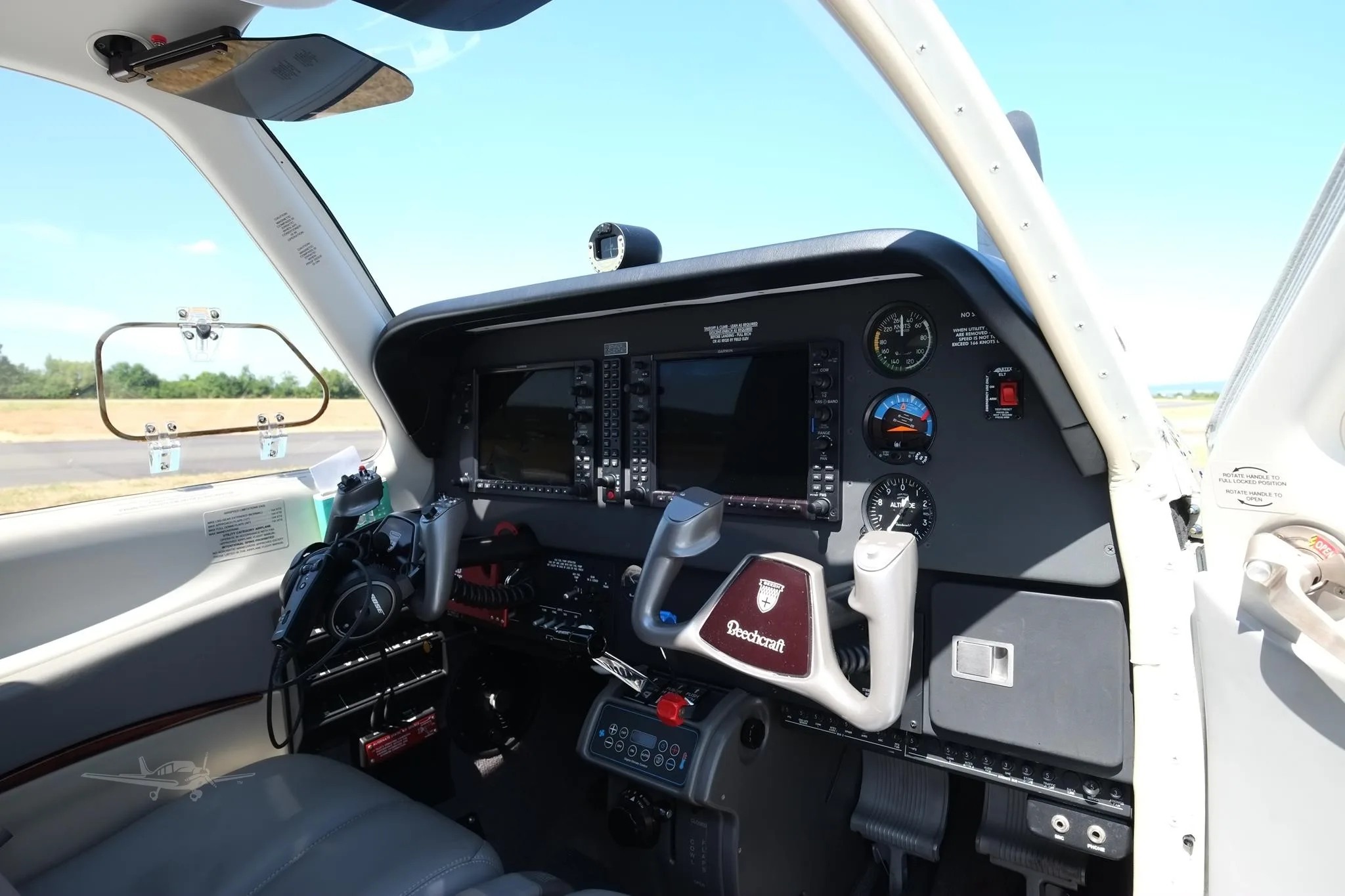 Cockpit and instrument panel of a 2019 BEECHCRAFT G36 BONANZA.