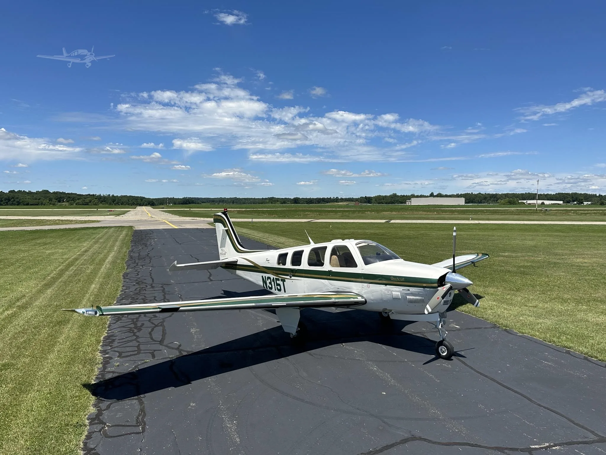 Exterior view of a 2001 BEECHCRAFT B36TC BONANZA, N315T.