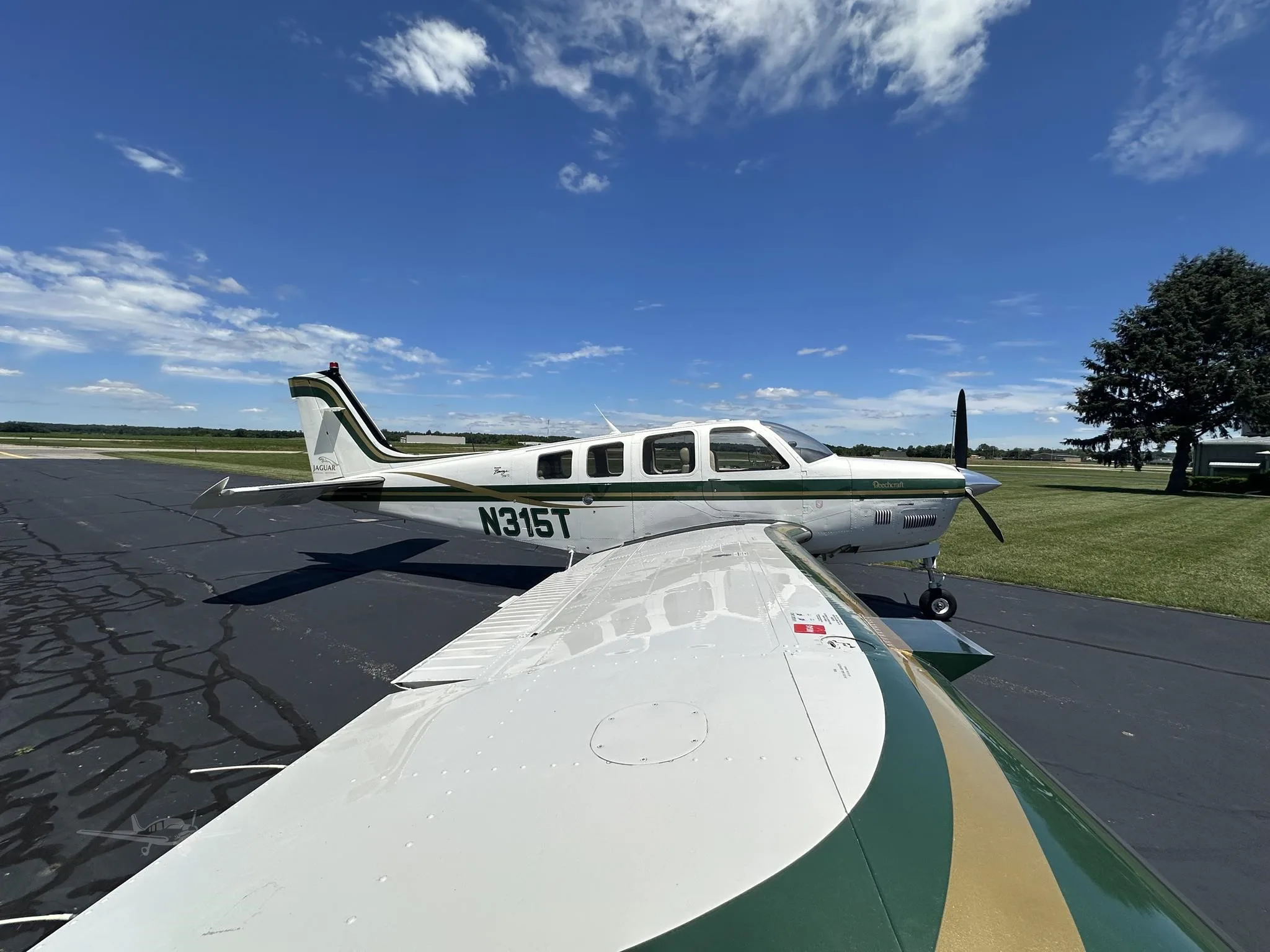 Exterior view of a 2001 BEECHCRAFT B36TC BONANZA, N315T.