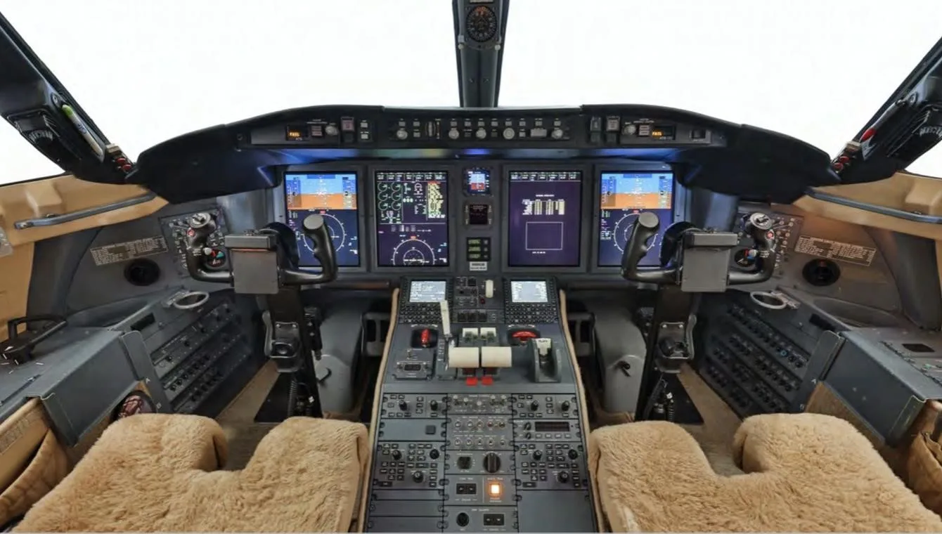 Cockpit and instrument panel of a 2009 BOMBARDIER CHALLENGER 605.