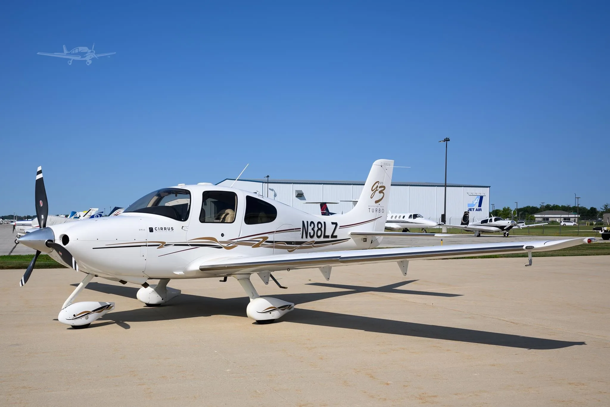 Exterior view of a 2007 CIRRUS SR22-G3 TURBO, N38LZ.