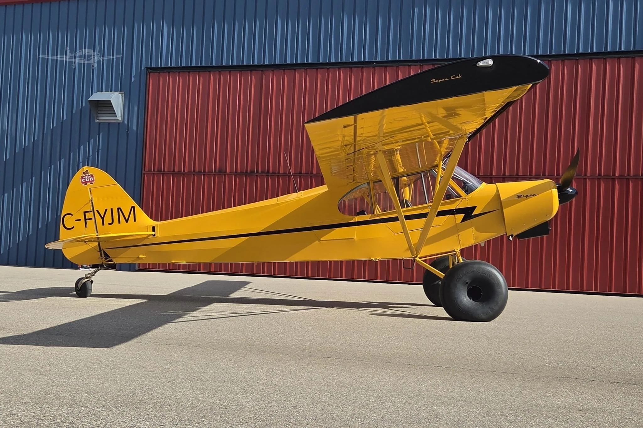 Exterior view of a 1955 PIPER SUPER CUB, C-FYJM.