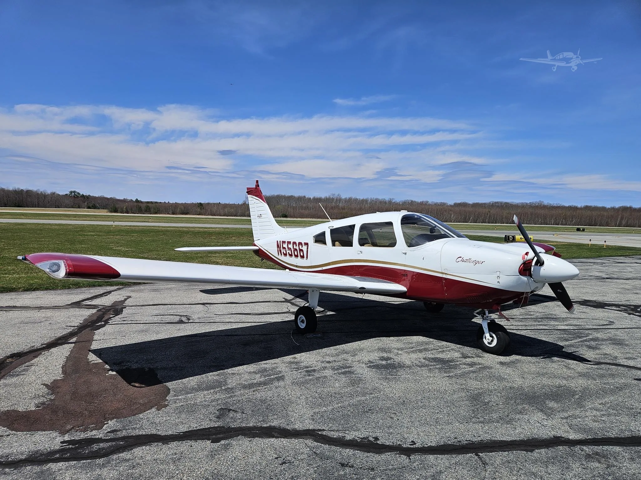 Exterior view of a 1973 PIPER ARCHER, N55667.
