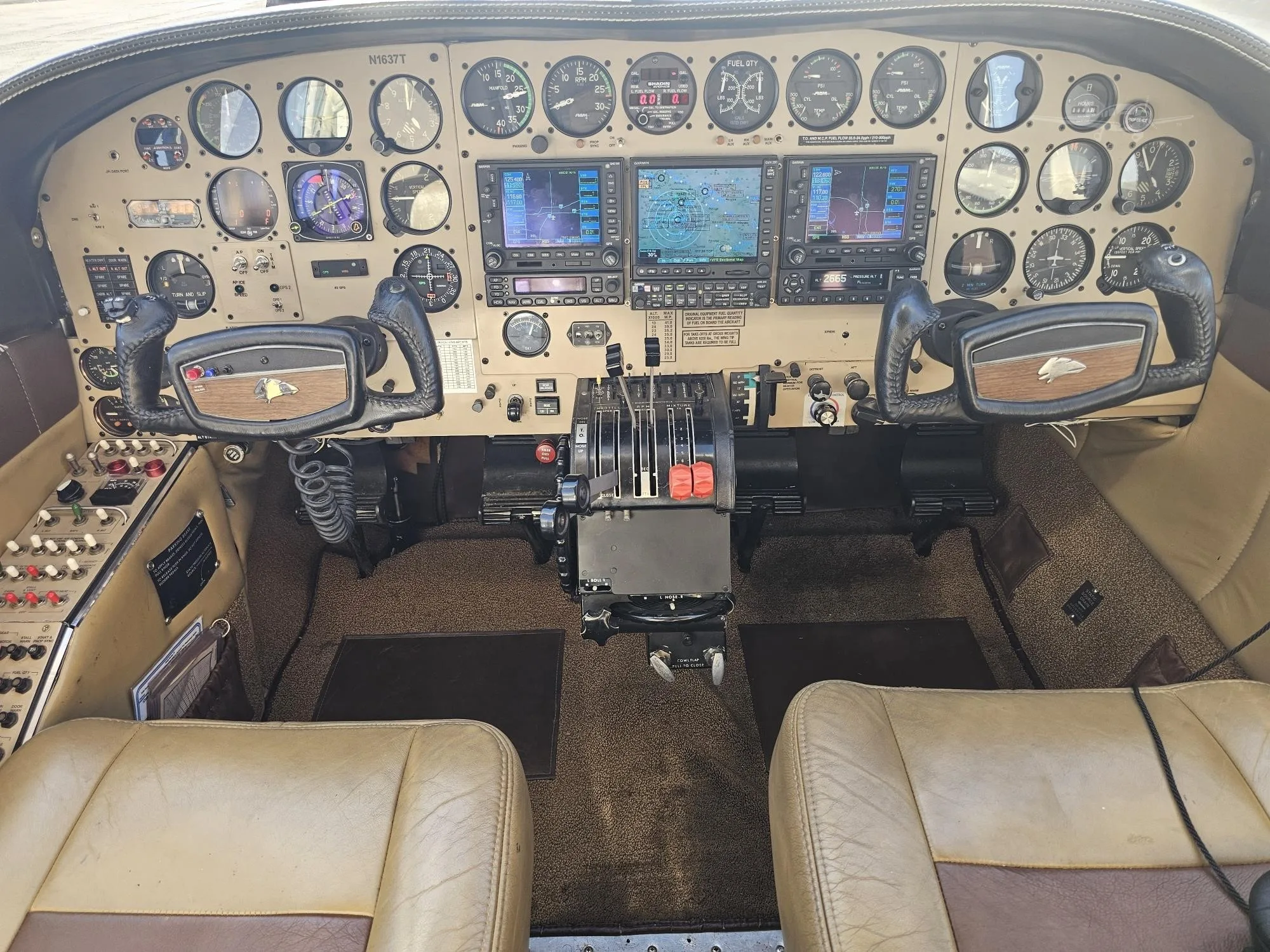 Cockpit and instrument panel of a 1973 CESSNA 414.