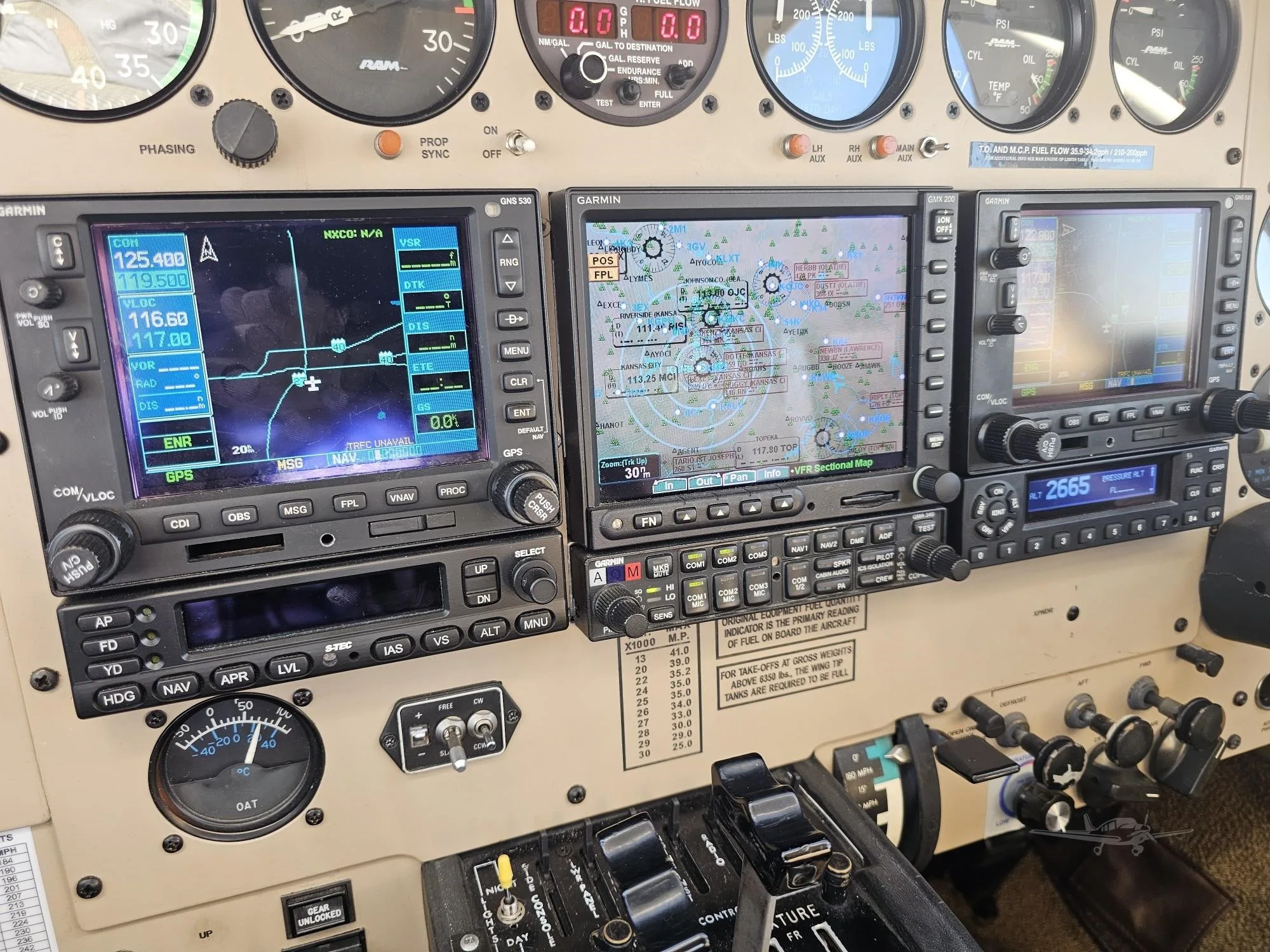 Avionics suite of a 1973 CESSNA 414.