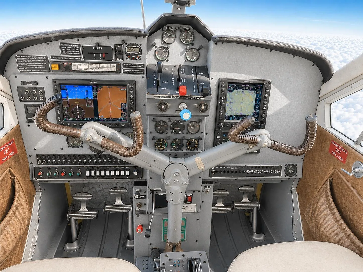 Cockpit and instrument panel of a 1960 DEHAVILLAND DHC-2.