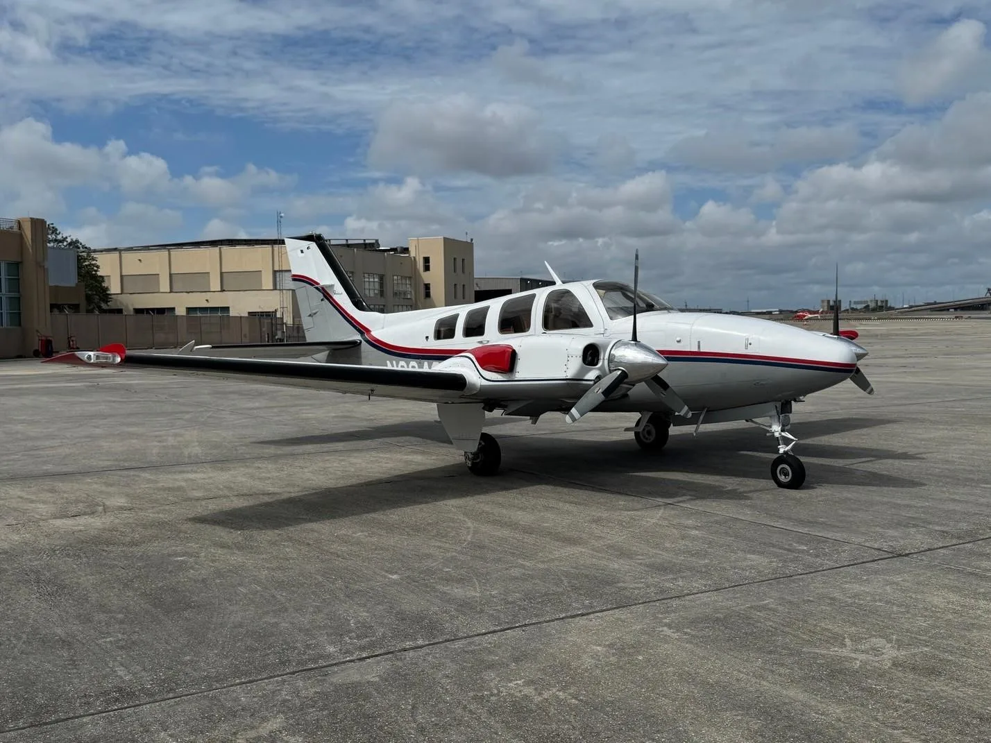 Exterior view of a 1981 BEECHCRAFT 58P BARON, N3848Y.