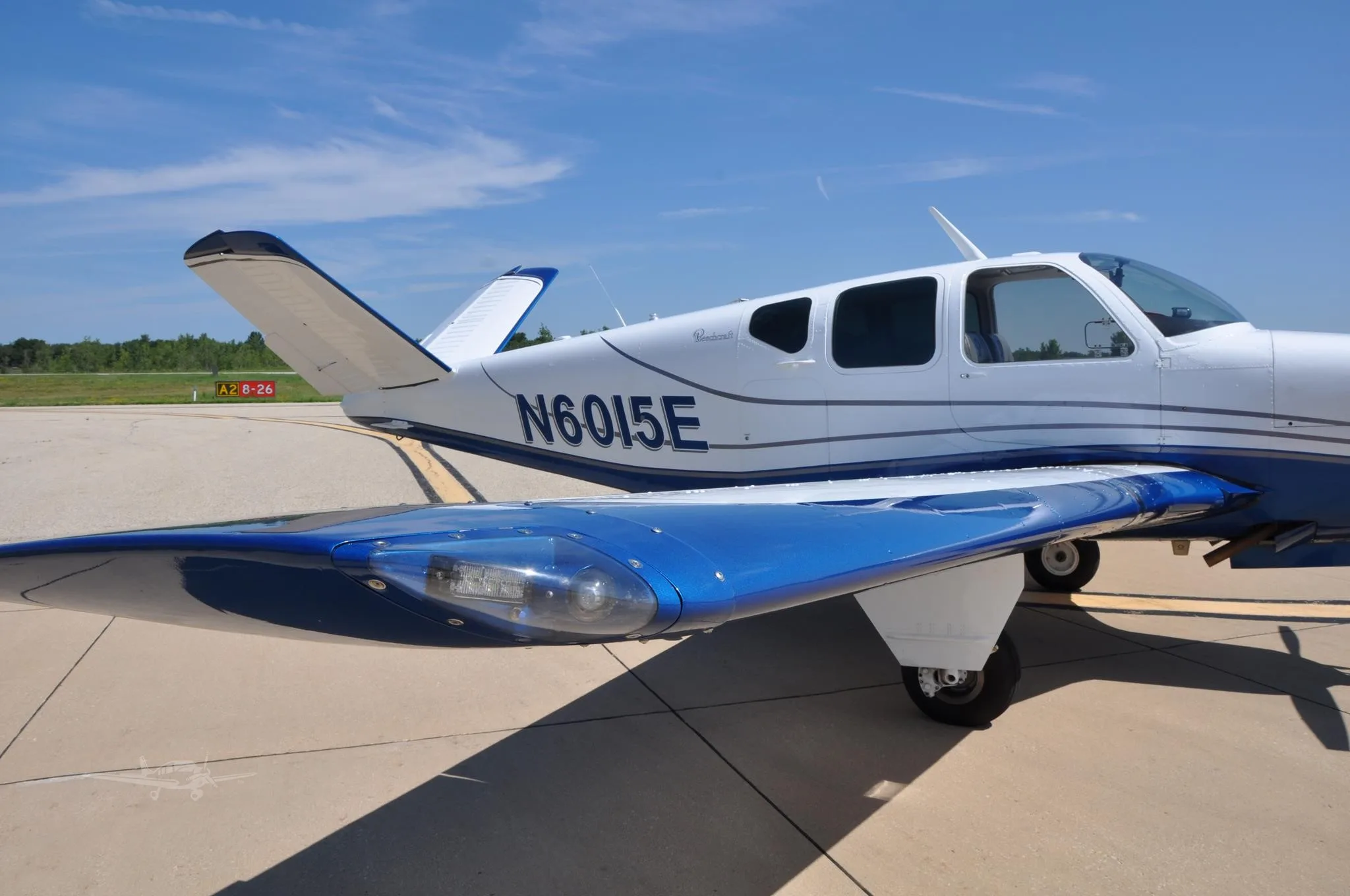 Exterior view of a 1959 BEECHCRAFT K35 BONANZA, N6015E.