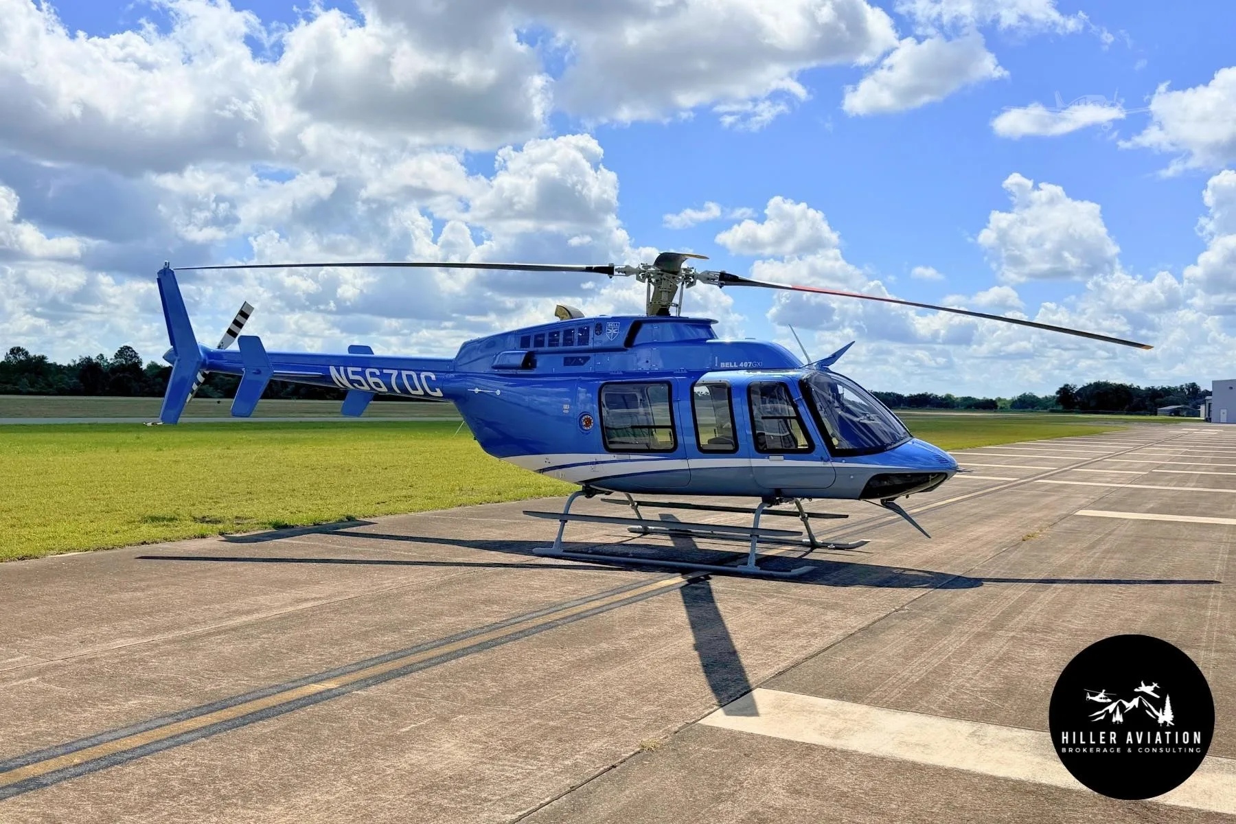 Exterior view of a 2021 BELL 407GXI, N567DC.