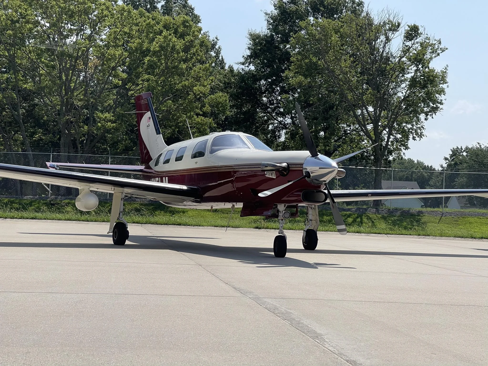 Exterior view of a 1998 PIPER JETPROP, N715LM.