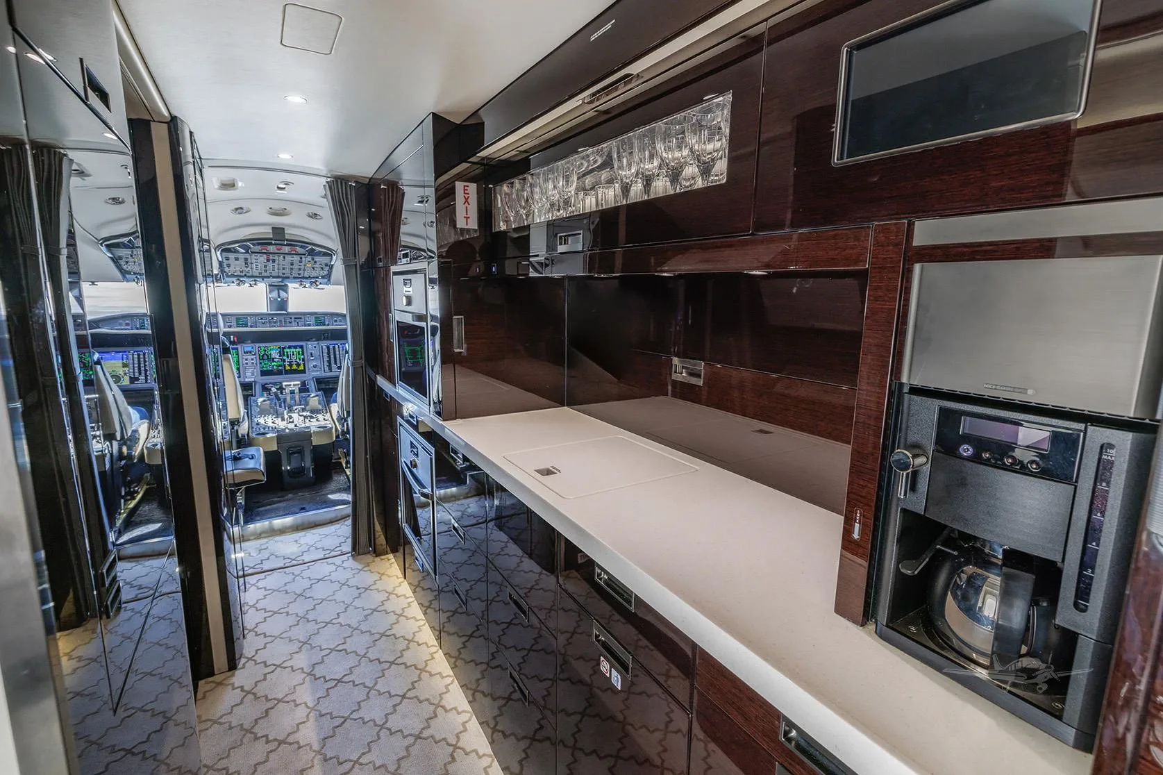Cabin interior of a 2019 BOMBARDIER GLOBAL 8000.