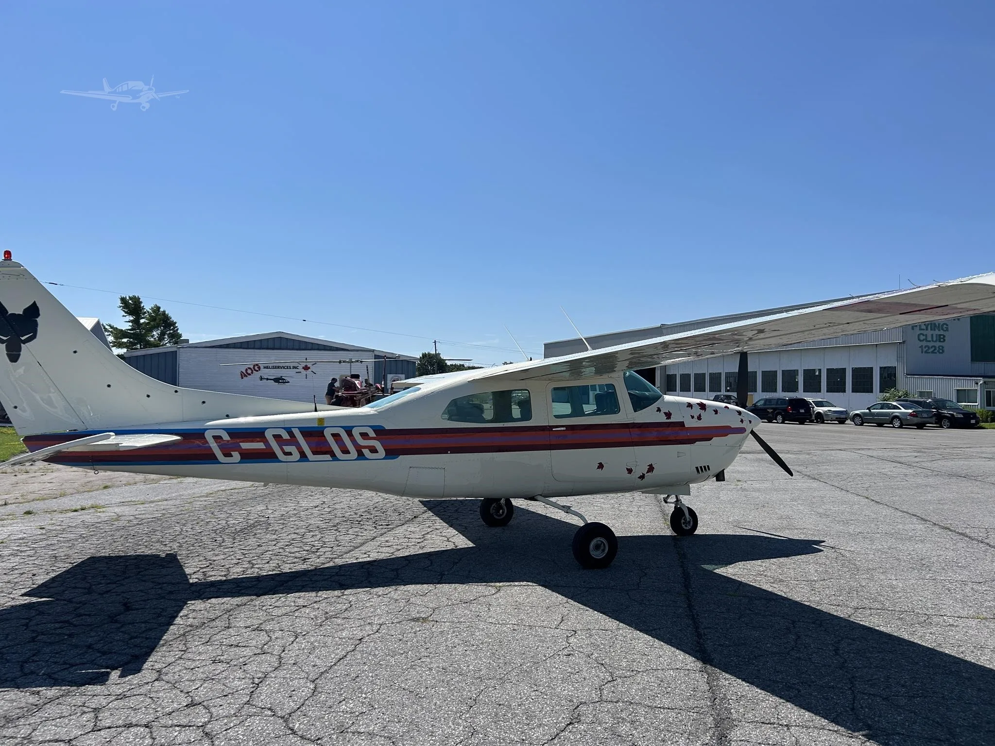Exterior view of a 1974 CESSNA TURBO 210L, C-GLOS.